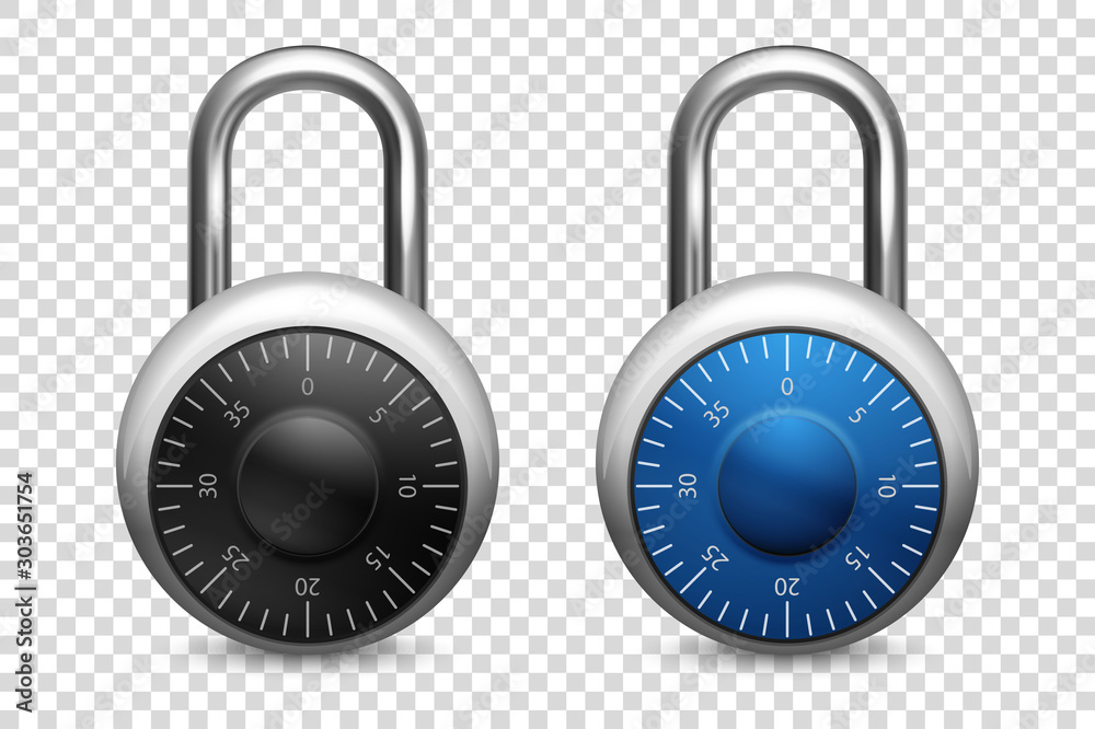 Vector 3d Realistic Closed Metal Steel Chrome Silver Padlock Icon Set Closeup Isolated on Transparent Background. Design Template of Lock for Protection Privacy Concept, Web and Mobile Apps, Logo Vector 3d Realistic Closed Metal Steel Chrome Silver Padlock Icon Set Closeup Isolated on Transparent Background. Design Template of Lock for Protection Privacy Concept, Web and Mobile Apps, Logo