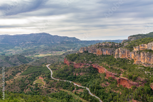 The cloudy sky over the valley of Priorat and Montsant in Catalonia, the view from Siurana village
