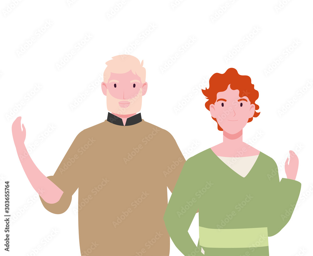 men with different poses on white background men with different poses on white background