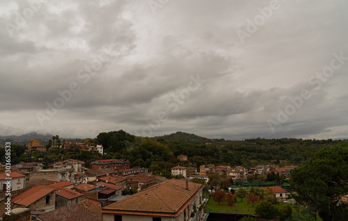 Teano, Caserta, Campania. Town of pre-Roman origins, located on the slopes of the volcanic massif of Roccamonfina.  Panorama. photo