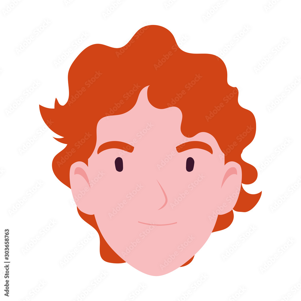 head of man smiling on white background head of man smiling on white background