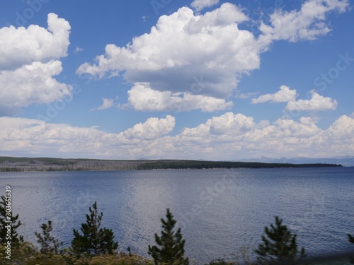  Yellowstone Lake with gorgeous clouds at Yellowstone National Park  Wyoming  USA.