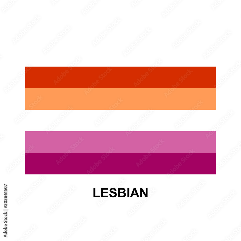 Lesbian community flag, icon. LGBT symbol. Vector illustration on white background. Lesbian community flag, icon. LGBT symbol. Vector illustration on white background.