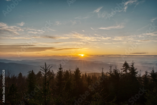 sunrise in the mountains with beautiful sky, Czech Lysa Hora © Martin