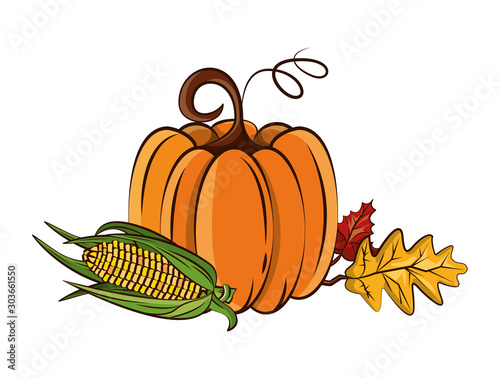thanksgiving pumpkin with corn icon