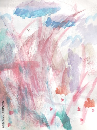 Abstract children s doodle watercolor brush strokes