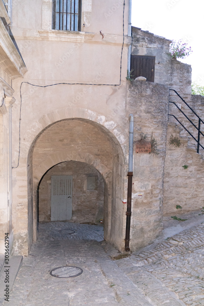 Portal at the entrance to old town Gordes Vaucluse Provence in France