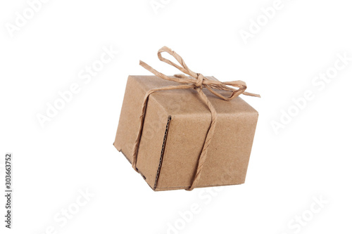 Simple brown carton box, isolated on white background