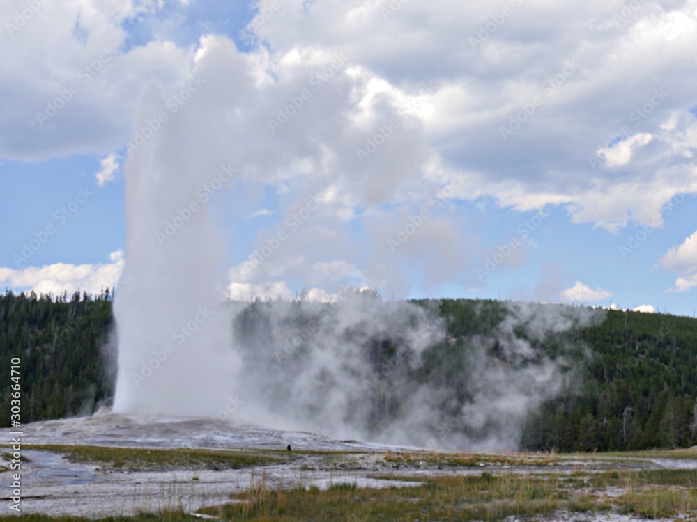 Old Faithful geyser provides a spectacular show to spectators at regular intervals at Yellowstone National Park, Wyoming. Old Faithful geyser provides a spectacular show to spectators at regular intervals at Yellowstone National Park, Wyoming.