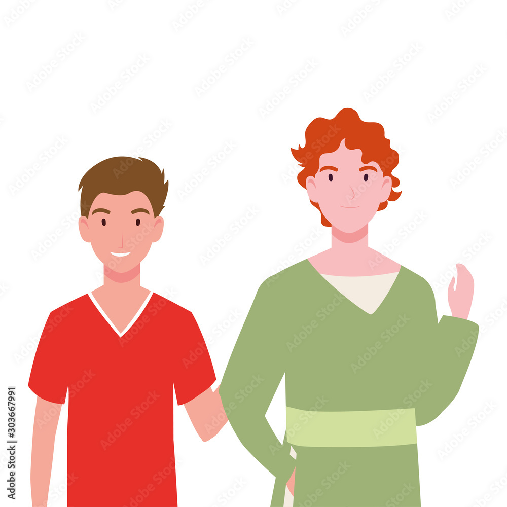 men with different poses on white background men with different poses on white background