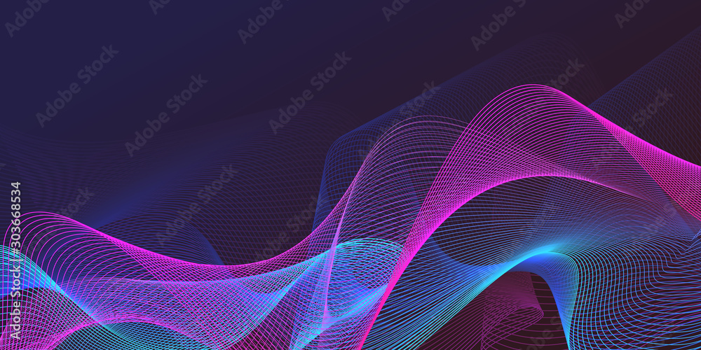Fototapeta premium Abstract background with waved waves and lines.