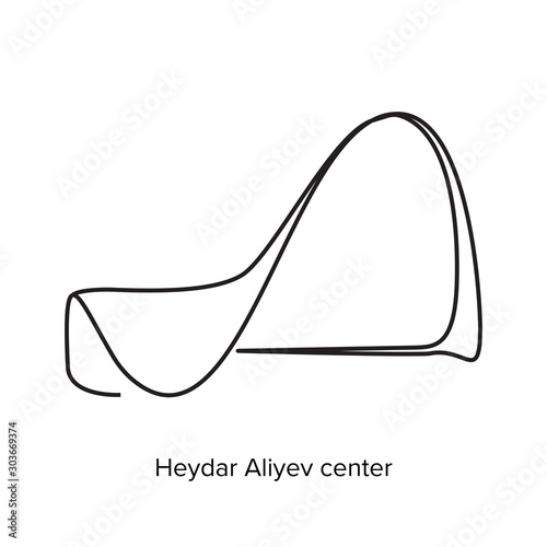 Heydar Aliyev center vector icon building vector ancient landmark outlined illustration 