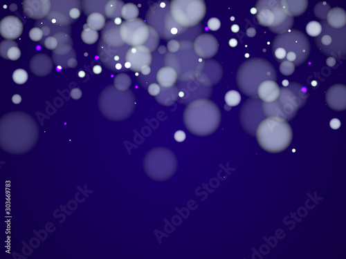White abstract snowflakes over dark blue background.