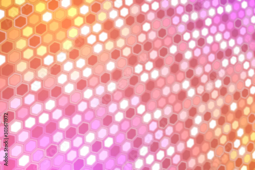 Abstract bright neon background with blur effect. Hexagonal color illustration.