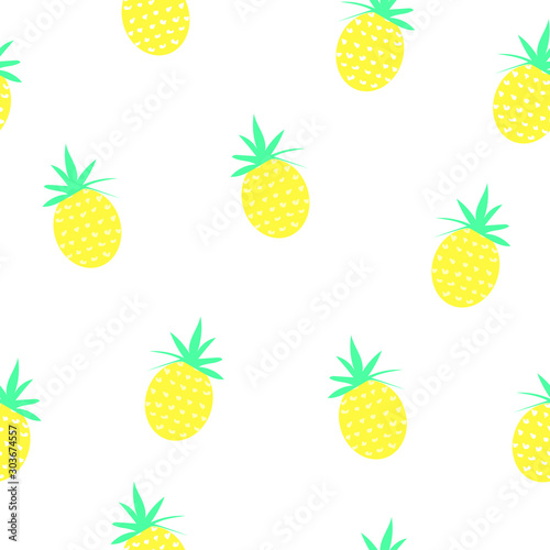 pineapples summer fruit pattern vector background