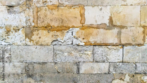 textured old antique bricks in fortres wall