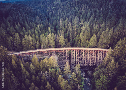 Fotografie old railroad bridge kinsol trestle (aka koksilah river trestle) in vancouver isl