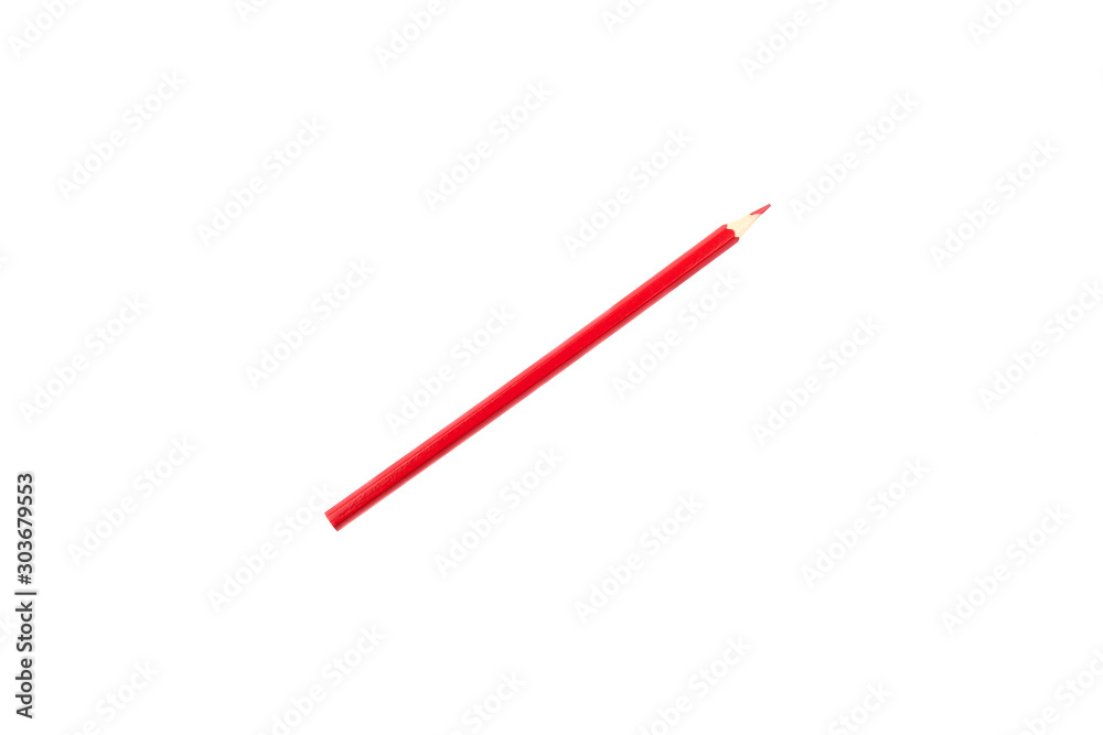 Colored red pencil isolated on a white background. Colored red pencil isolated on a white background.