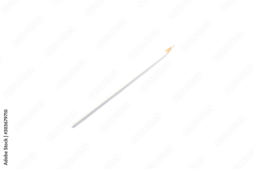 Colored white pencil isolated on a white background.