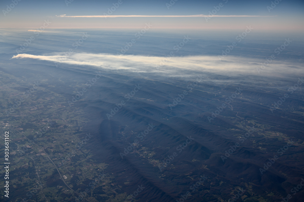 Aerial of Forest fires in George Washington Jefferson and Monongahela National Forests Appalachian Mountains West Virginia