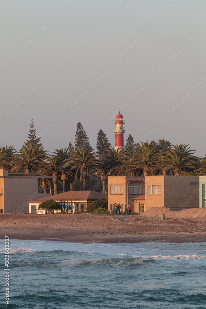 View from the jetty to Swakopmund city, Namibia, Africa