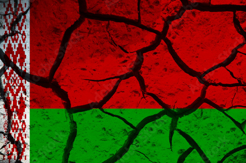 Belarus flag on the background texture. Concept for designer solutions. photo