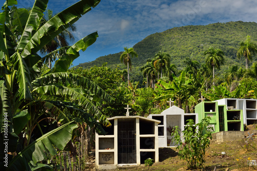 Canvas Print Country cemetery with above ground interment in Dominican Republic