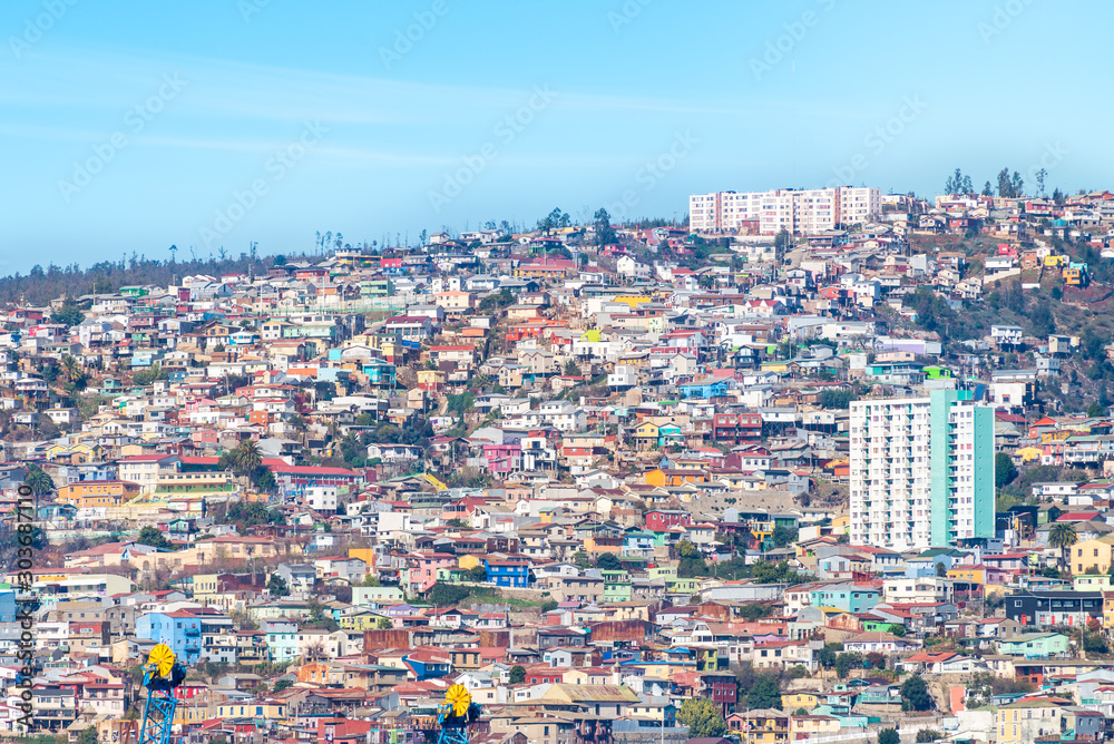 Aerial view of Valparaiso building and houses Aerial view of Valparaiso building and houses