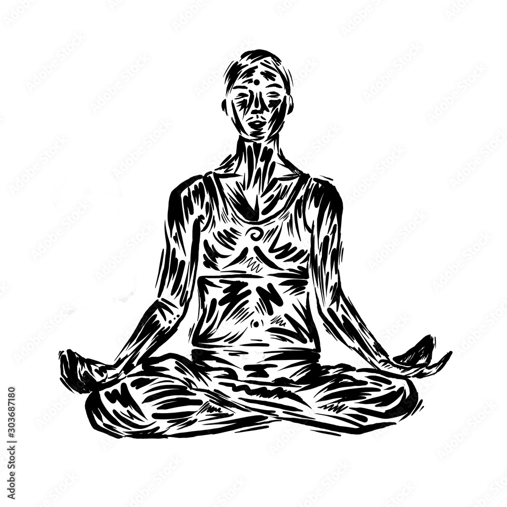 Detailed colorful meditation lotus position. silhouette yoga people illustration background. Fitness Concept. Gymnastics. Aerobics. Asanas. Detailed colorful meditation lotus position. silhouette yoga people illustration background. Fitness Concept. Gymnastics. Aerobics. Asanas.
