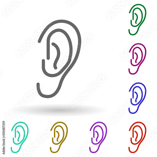 Human ear multi color icon. Simple thin line, outline vector of health icons for ui and ux, website or mobile application