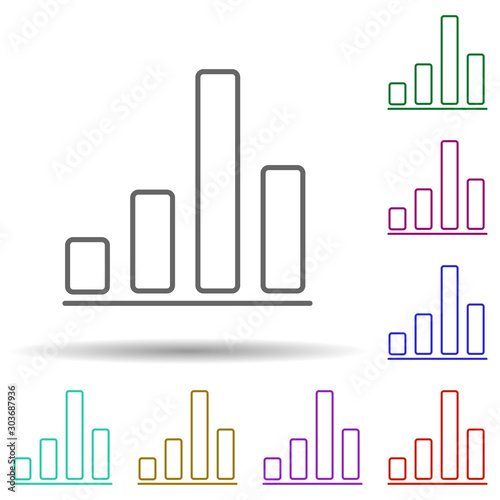 Column chart line multi color icon. Simple thin line, outline vector of chart and diagram icons for ui and ux, website or mobile application