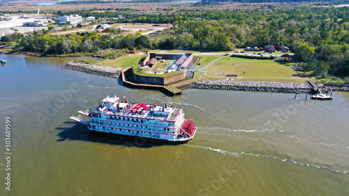 Ferry Boat and Fort Jackson in Savannah, GA