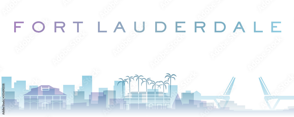 Fort Lauderdale Transparent Layers Gradient Landmarks Skyline