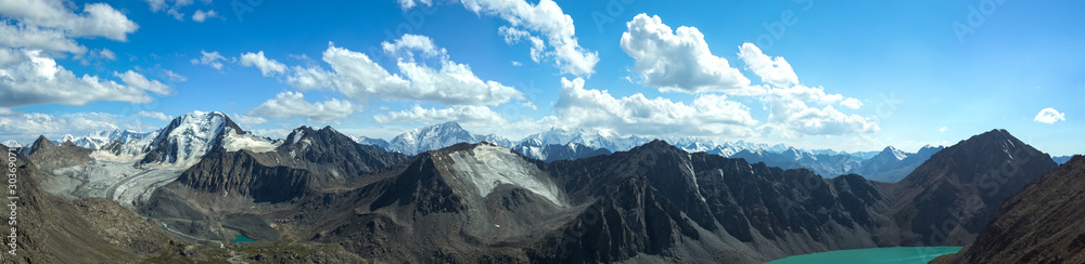 panorama of the mountain lake Tien Shan