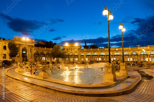 Szechenyi Thermal Bath in City park, outdoor pools, Budapest, Hungary