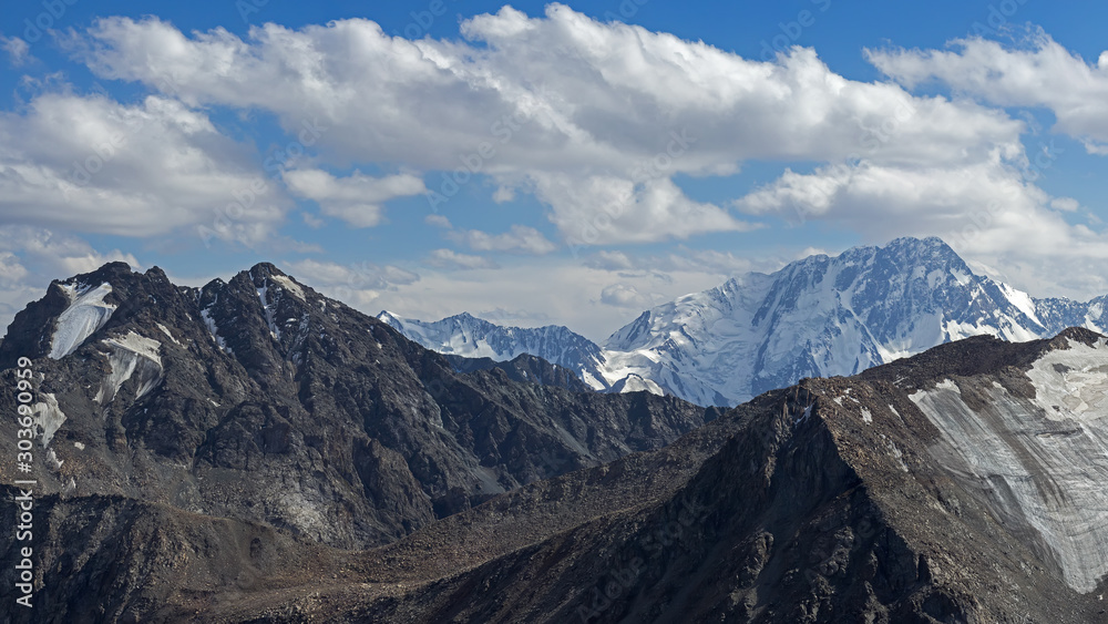 mountains with a glacier, ridges highlands panorama mountains with a glacier, ridges highlands panorama