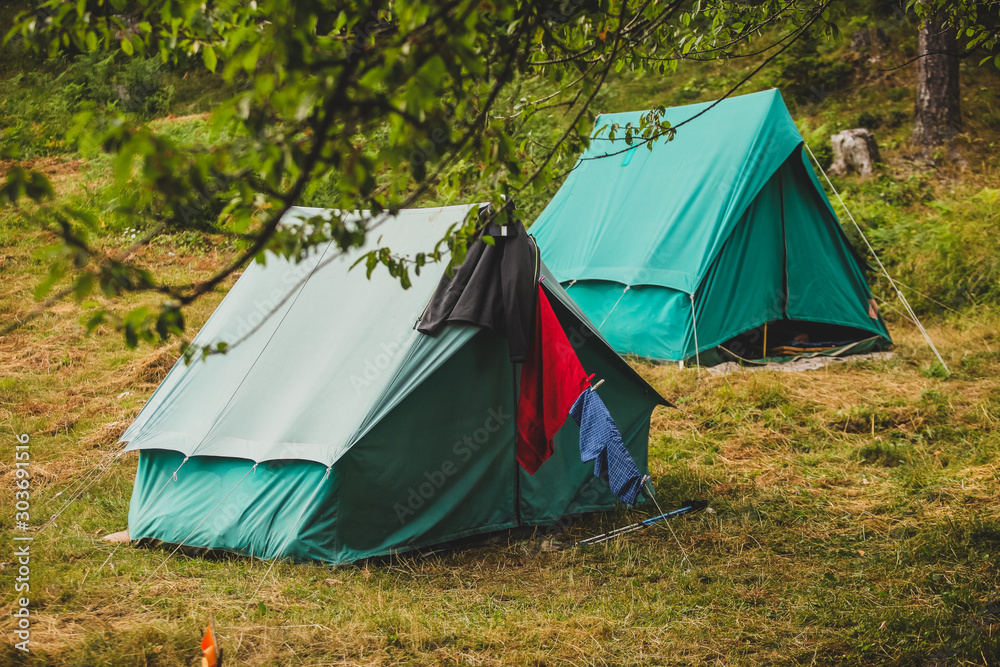 Two triangular tents
