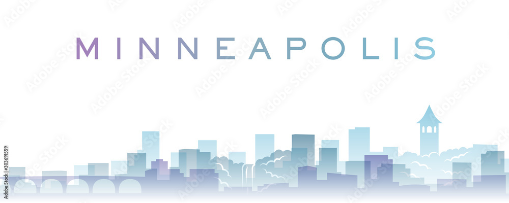 Minneapolis Transparent Layers Gradient Landmarks Skyline