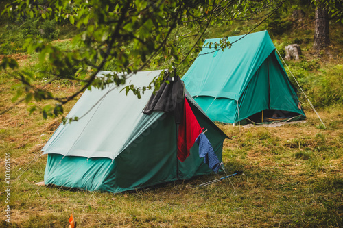 Two triangular tents