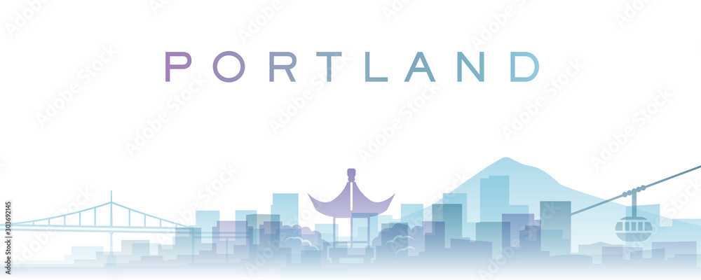 Portland Transparent Layers Gradient Landmarks Skyline