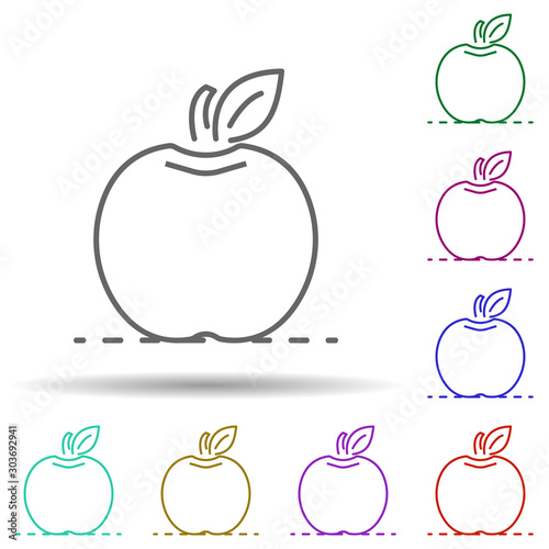 An apple multi color icon. Simple thin line, outline vector of food and drink icons for ui and ux, website or mobile application
