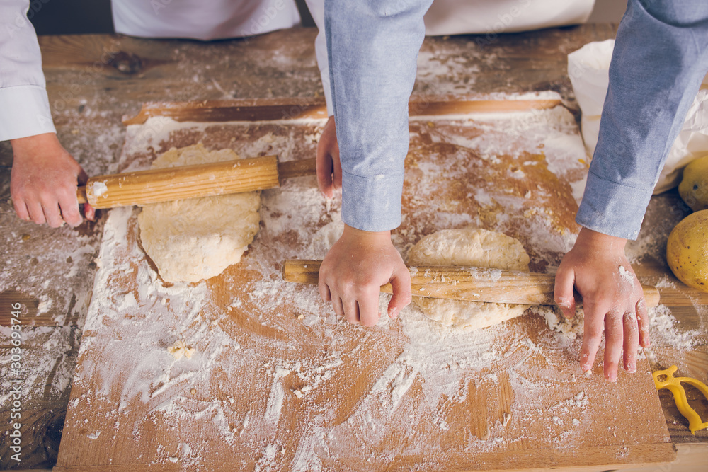 Funny little bakers. The children baked Christmas cakes. Funny little bakers. The children baked Christmas cakes.