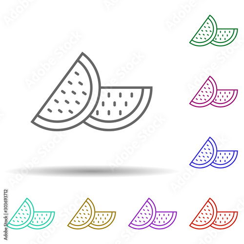 Watermelon multi color icon. Simple thin line, outline vector of food and drink icons for ui and ux, website or mobile application