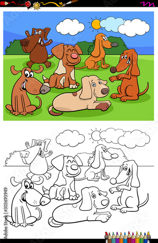 dogs and puppies characters group color book