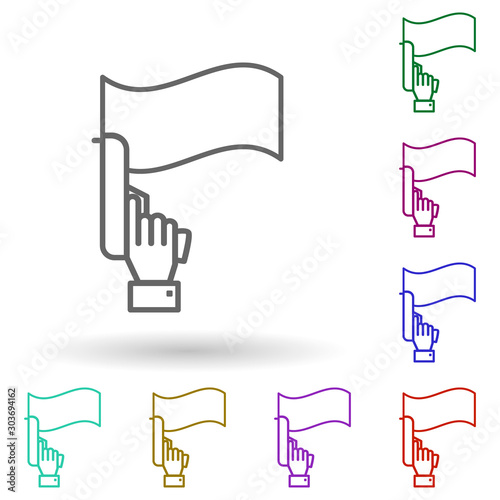 Flag, gun, race multi color icon. Simple thin line, outline vector of growth hacking icons for ui and ux, website or mobile application