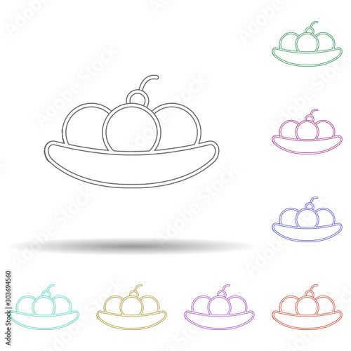 Fruit ice cream multi color icon. Simple thin line  outline vector of ice cream icons for ui and ux  website or mobile application