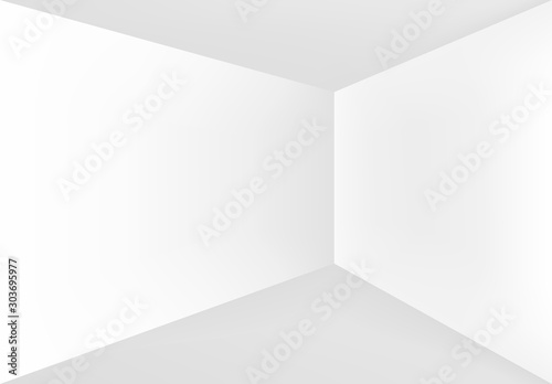 Empty corner in the white room. Interior background mock up for your design. Vector illustration.