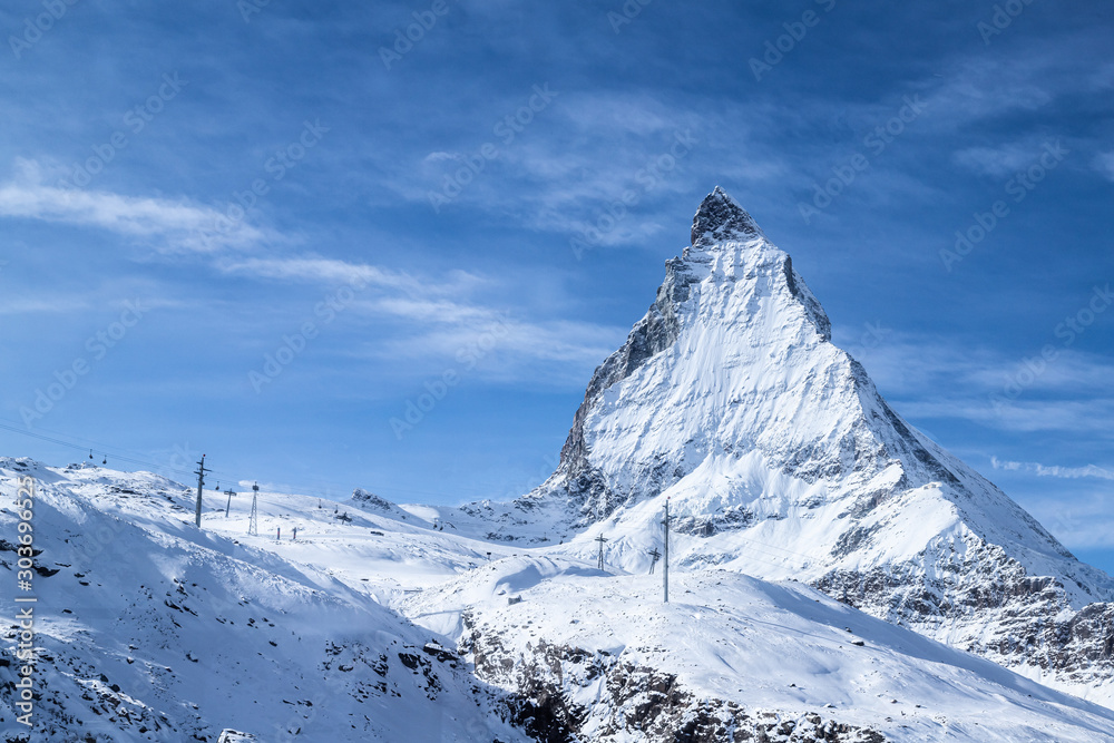 Incredible view on Matterhorn on sunny day