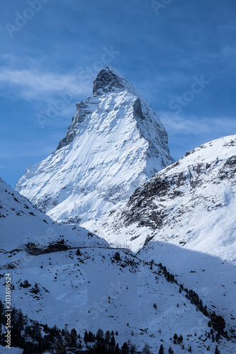 Beautiful view on Matterhorn on sunny day