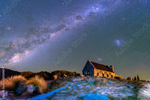 The Milky Way Over Church of the Good Shepherd, Lake Tekapo, South Island New Zealand